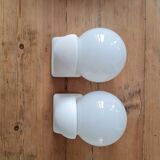 Pair of white opaline wall lamps
