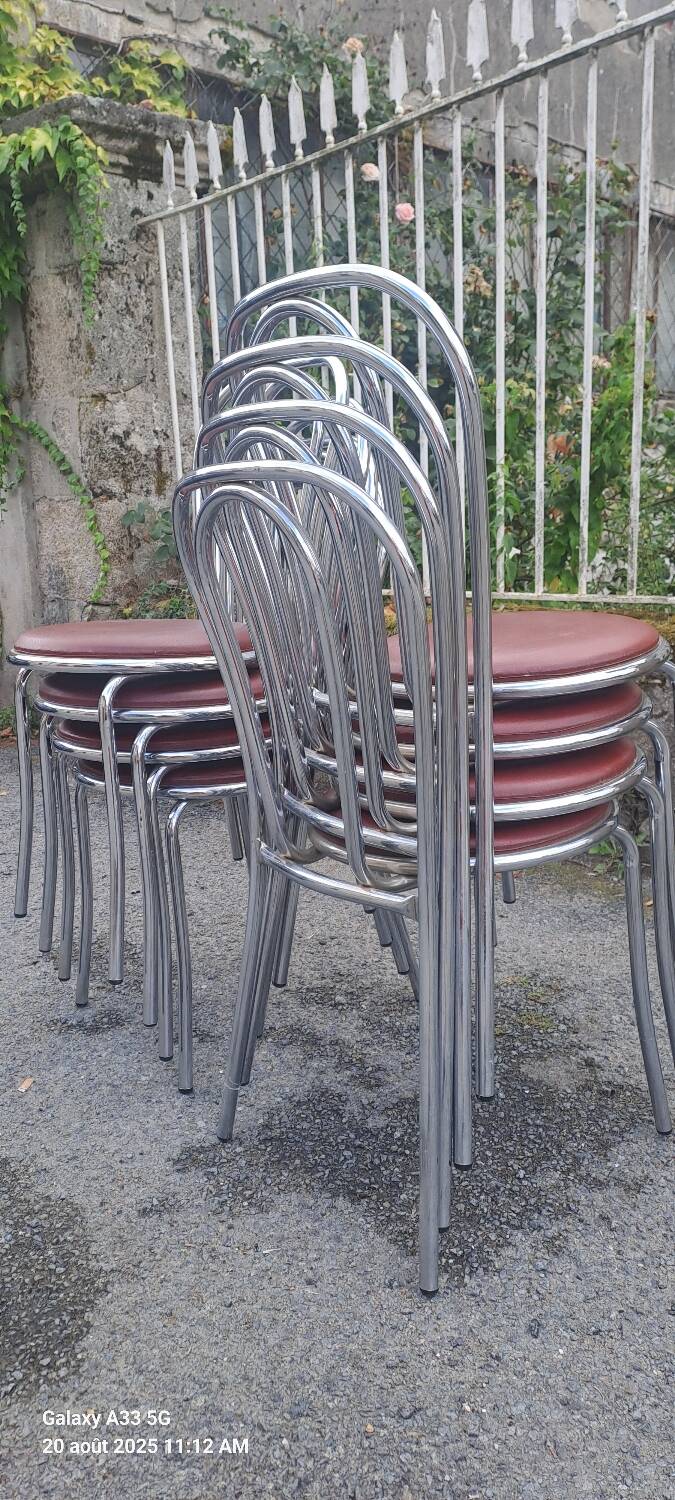 8 vintage chrome bistro chairs