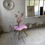 Table basse vintage en rotin rose