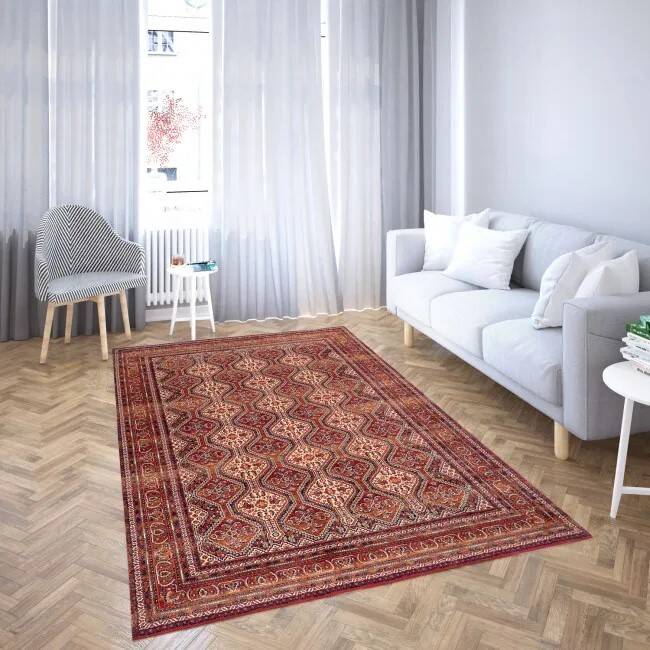 Antique red oriental style carpet in wool