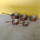 Vintage french 5 piece copper cookware set, from the 1950/60