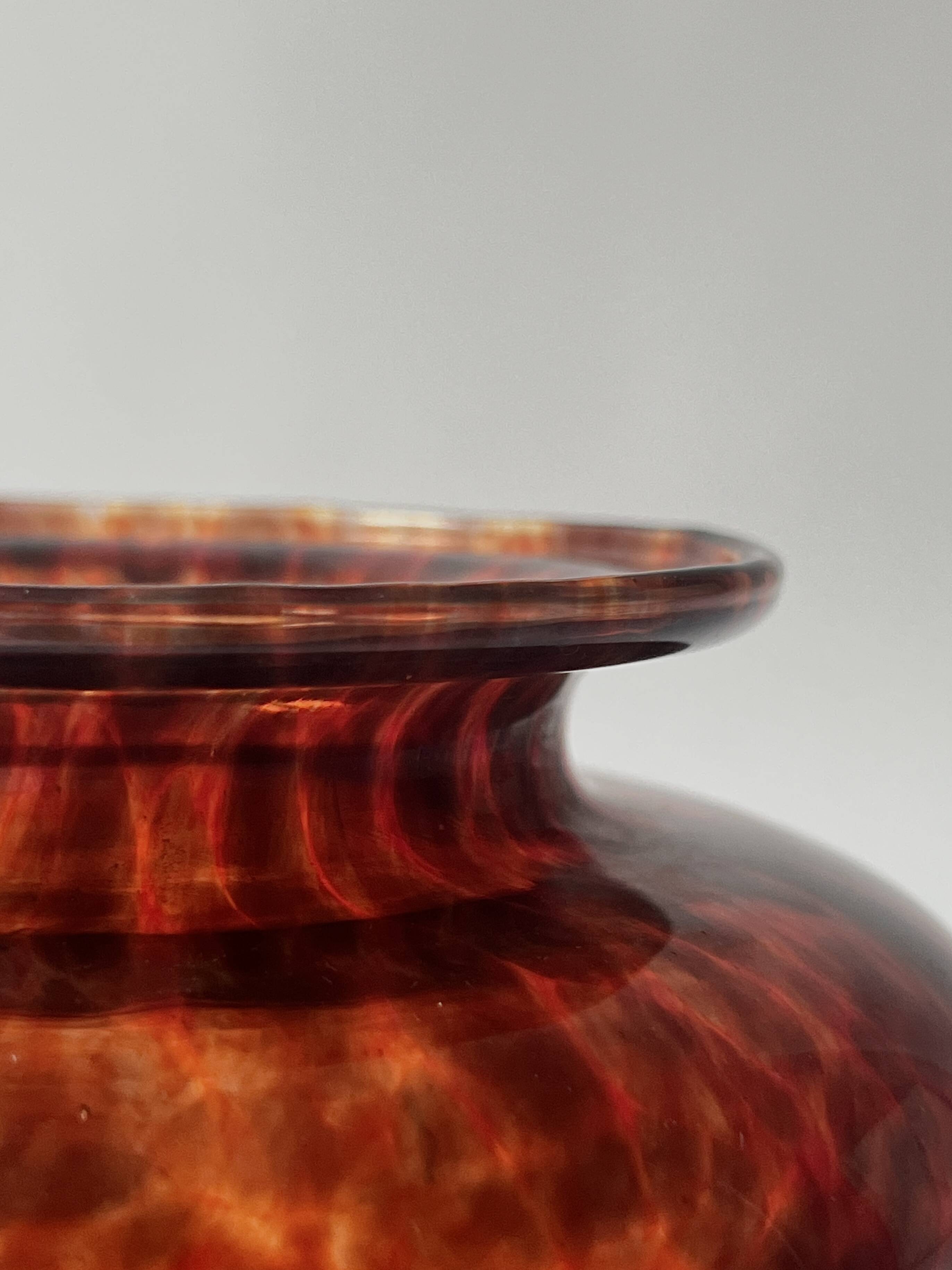 Amber smoked glass vase known as tortoiseshell, 1970s design.