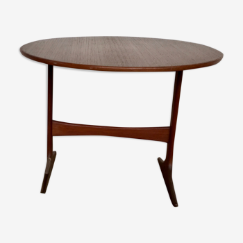 Scandinavian round folding coffee table Dane deTingstrom Kavaljer 1960 teak