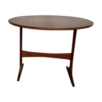 Table basse pliante scandinave ronde danois Detingström kavaljer 1960 teck