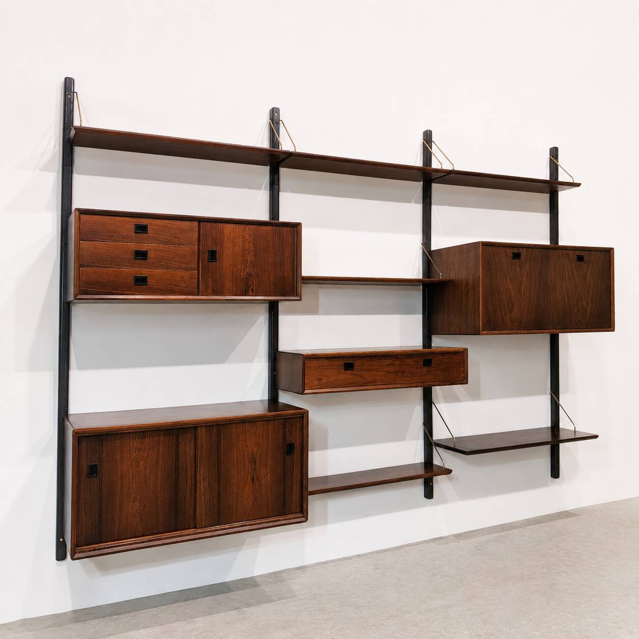 Modular wall cabinet in rosewood