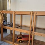 Pair of vintage pine bookcases and shelves, Maison Regain style, 1970s design