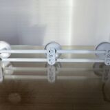 White lacquered metal wall coat rack with 3 hooks, 1980