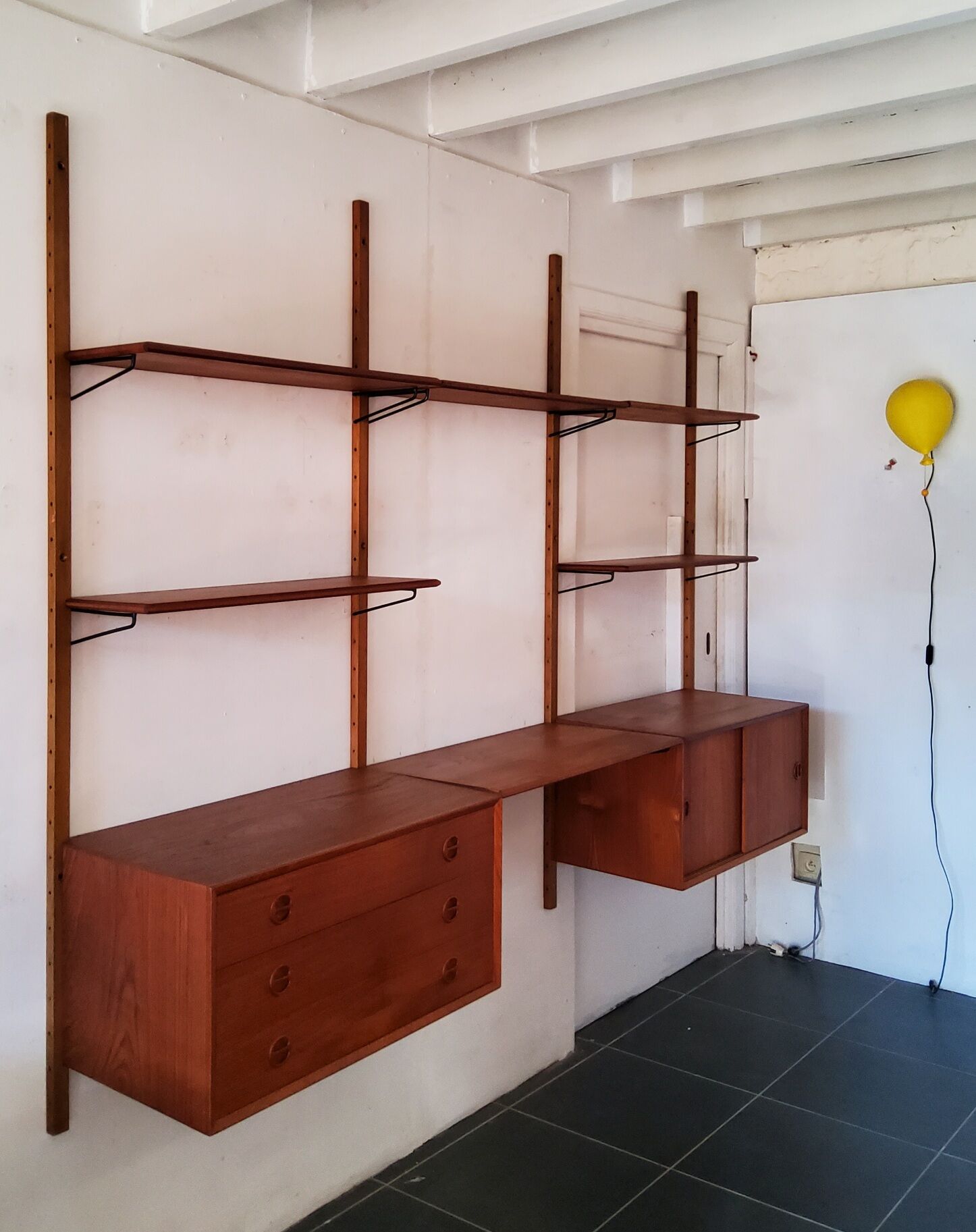 Danish vintage modular wall shelf, 1960