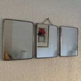 Mirror triptych barber orange rust vintage 1960 - 24 x 59 cm