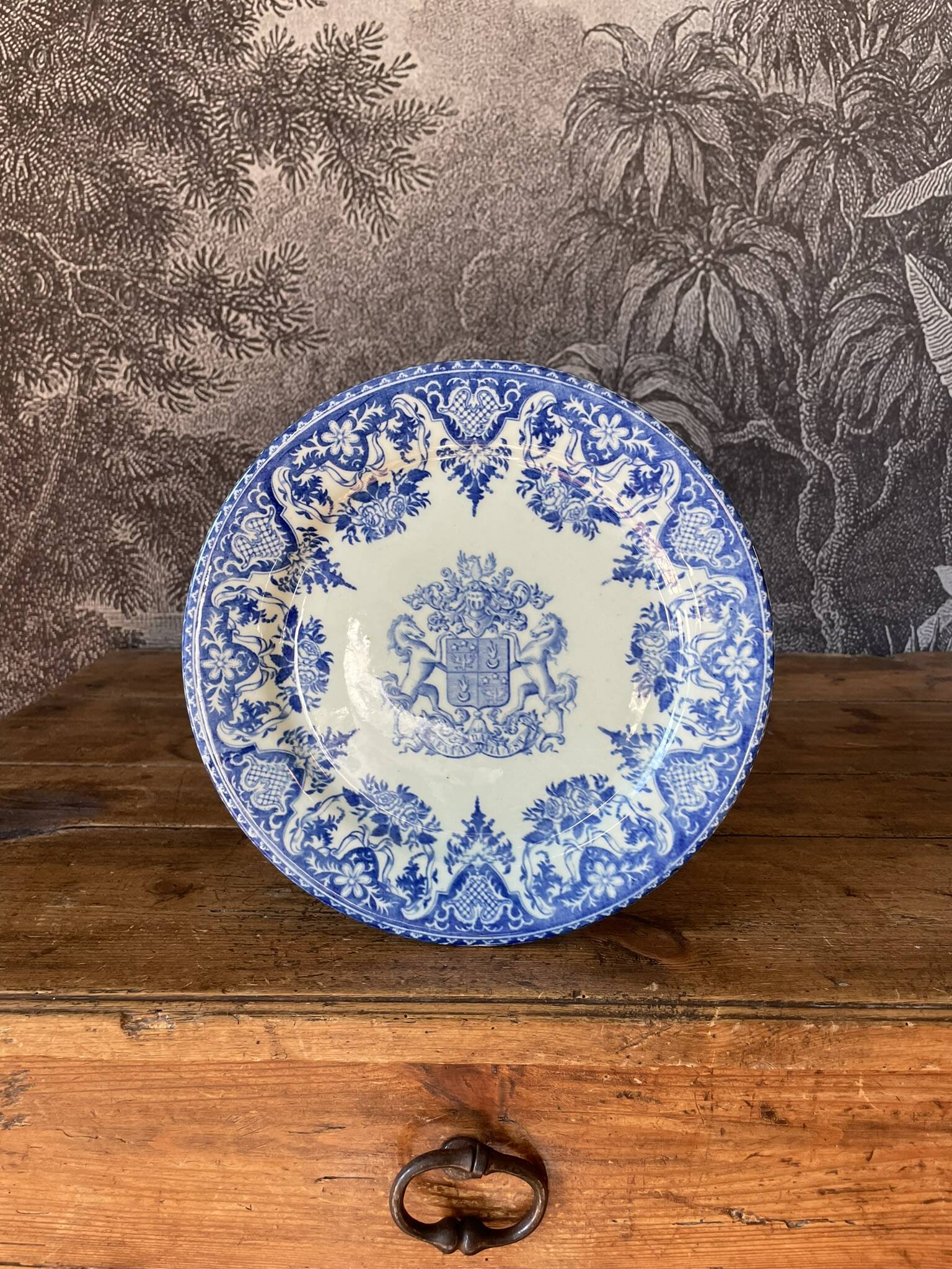 Large plate with A. Clain & Perrier Fils coat of arms