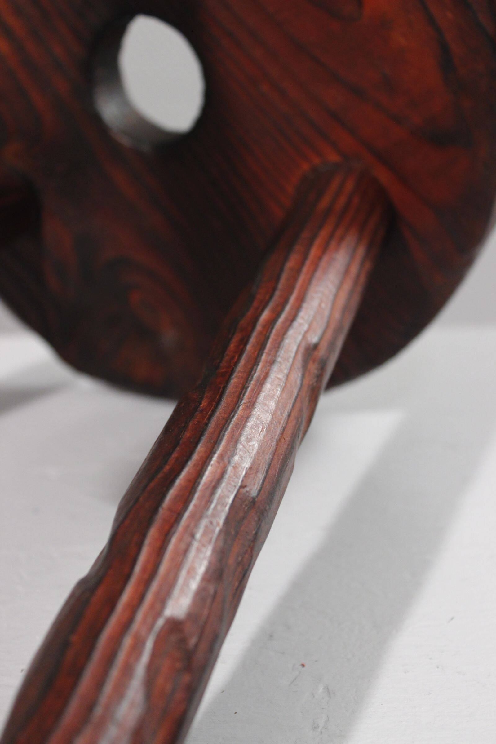 Brutalist tripod stool, solid pine, 1950s