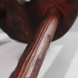 Brutalist tripod stool, solid pine, 1950s