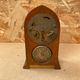 Antique mantel clock arched marquetry mahogany wood vintage