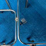 SET OF 3 NESTING TABLES WITH CHROME METAL DOUBLE BASE AND SMOKED GLASS