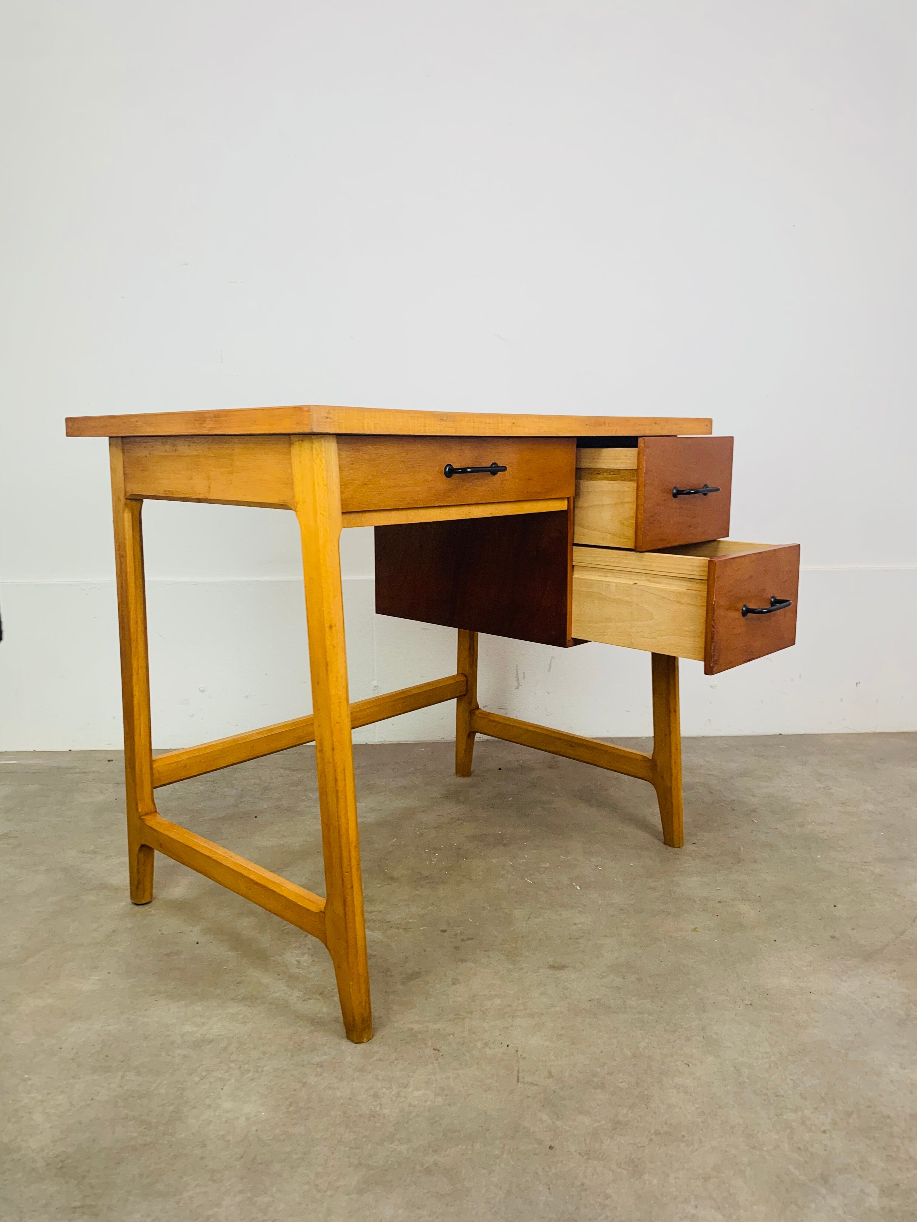 1950s wooden desk reconstruction, vintage