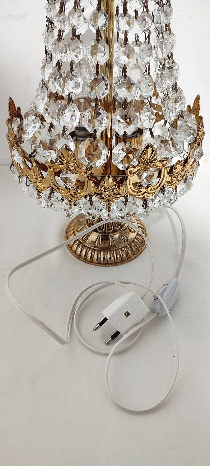 Lámpara de mesa de cristales. España, 1970s.