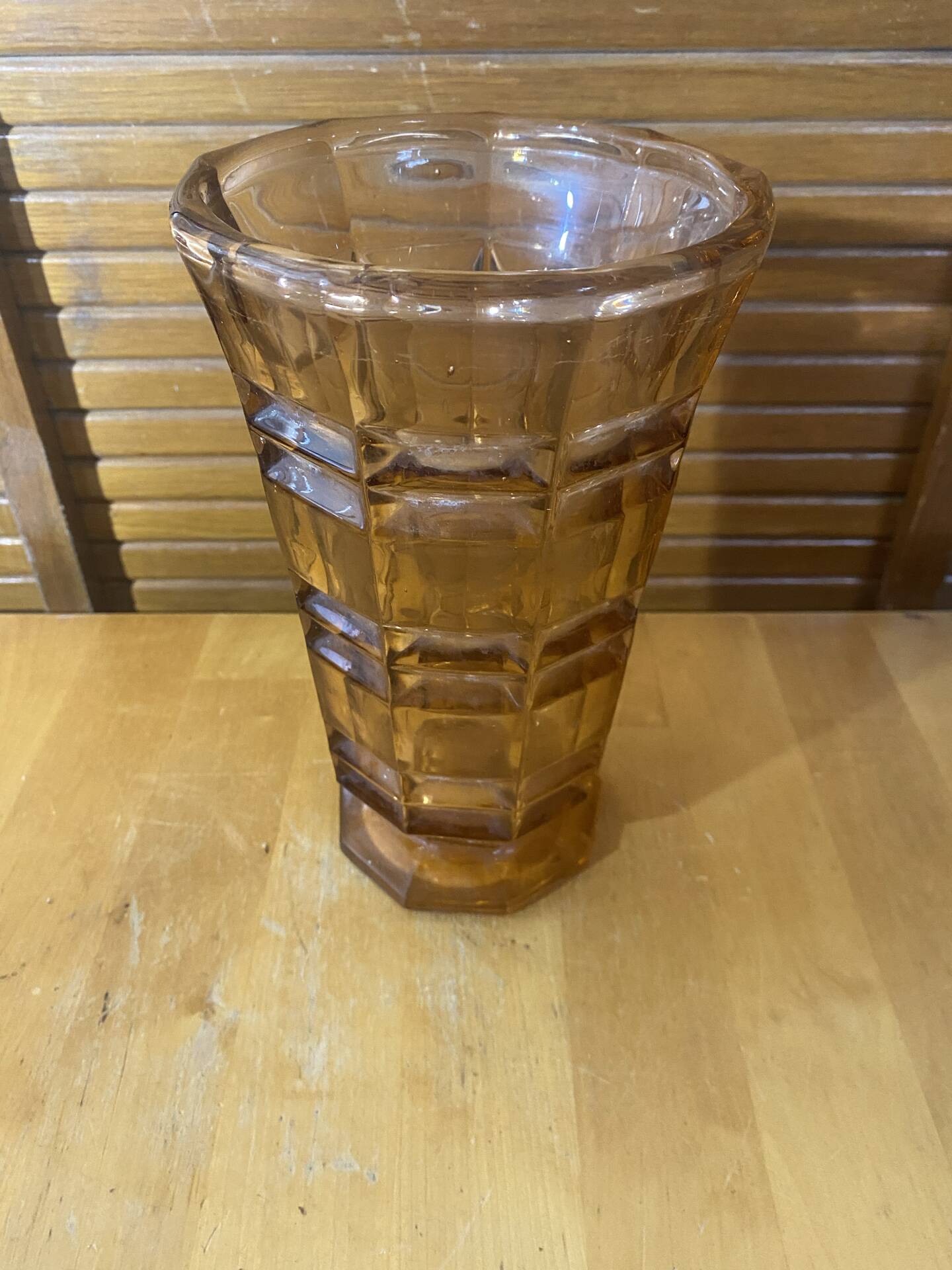 Vintage Art Deco Style Orange Amber Moulded Glass Vase