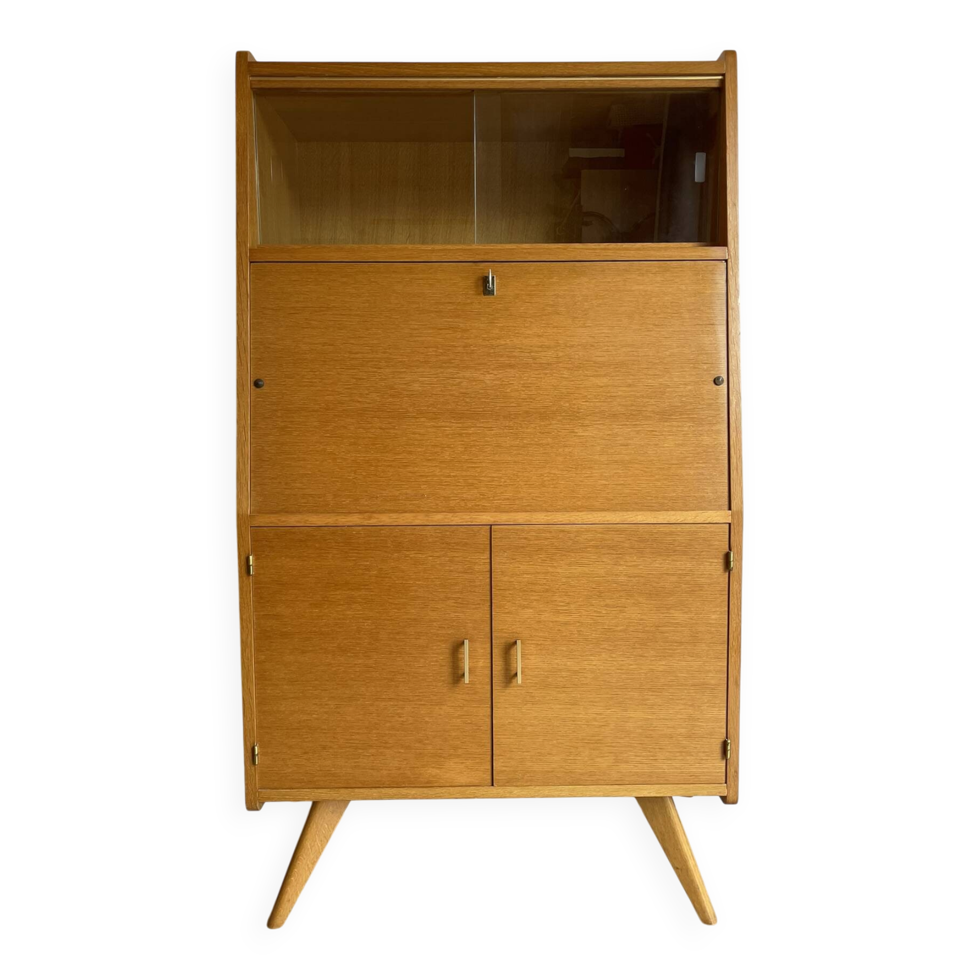 Vintage Scandinavian Secretary Desk 1960s - Oak Colour
