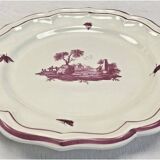 Round dish Gien model pink landscapes 1960 1971