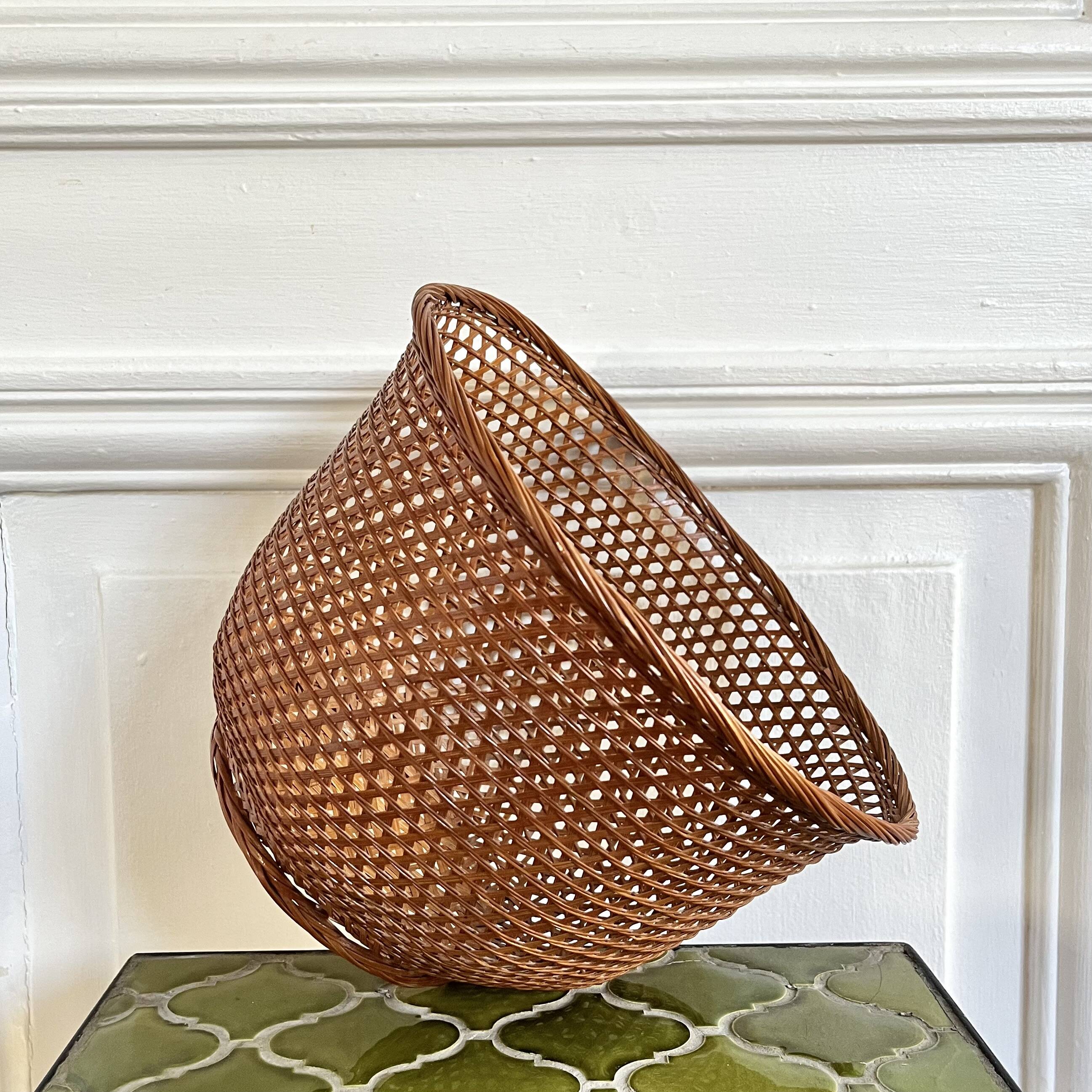 Wicker cane basket planter