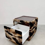Table de chevet de table d'armoire de boîte de camouflage vintage