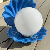 Vintage blue opaline shell lamp