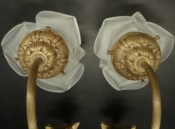 Pair of dragonfly wall sconces from the Art Nouveau period - bronze by Charles Ranc