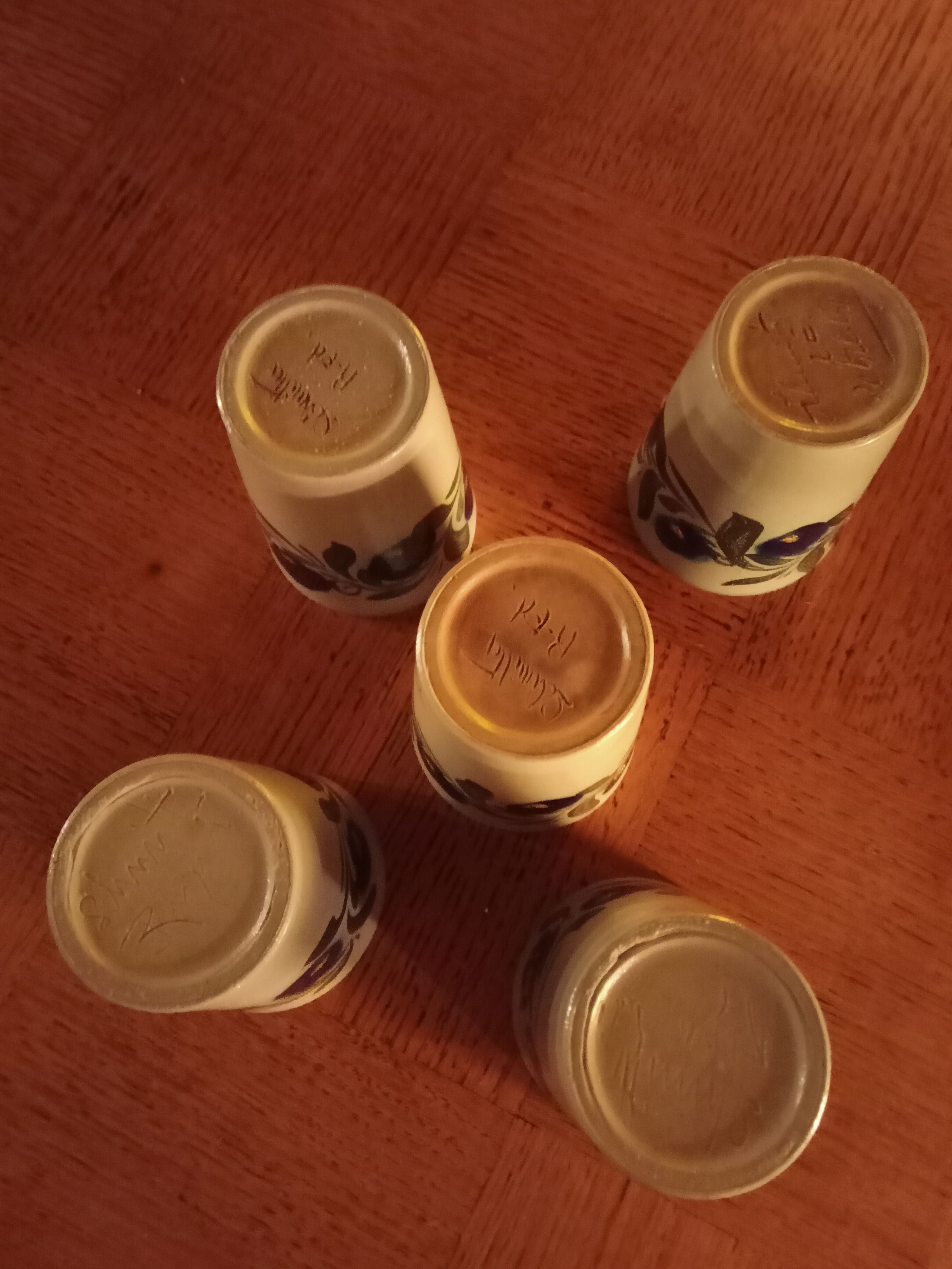 Set of five sandstone mugs