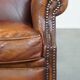 Fauteuil à oreilles en cuir de mouton de style anglais vintage