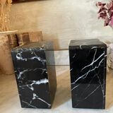 pair of Art Deco bookends in black marble and onyx