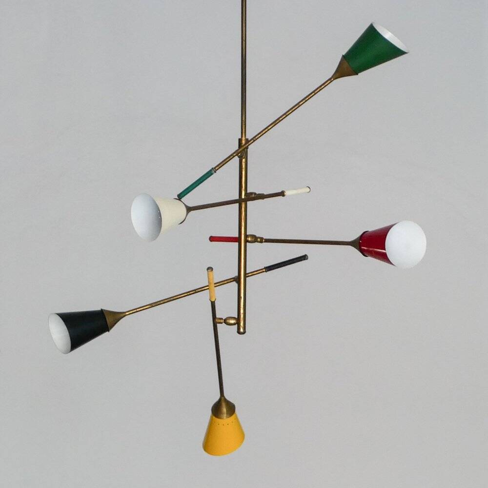 Sputnik chandelier in the Stilnovo style, 1950s.