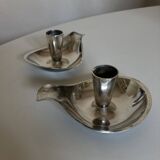 Pair of Atla Denmark Scandinavian candlesticks in silver metal