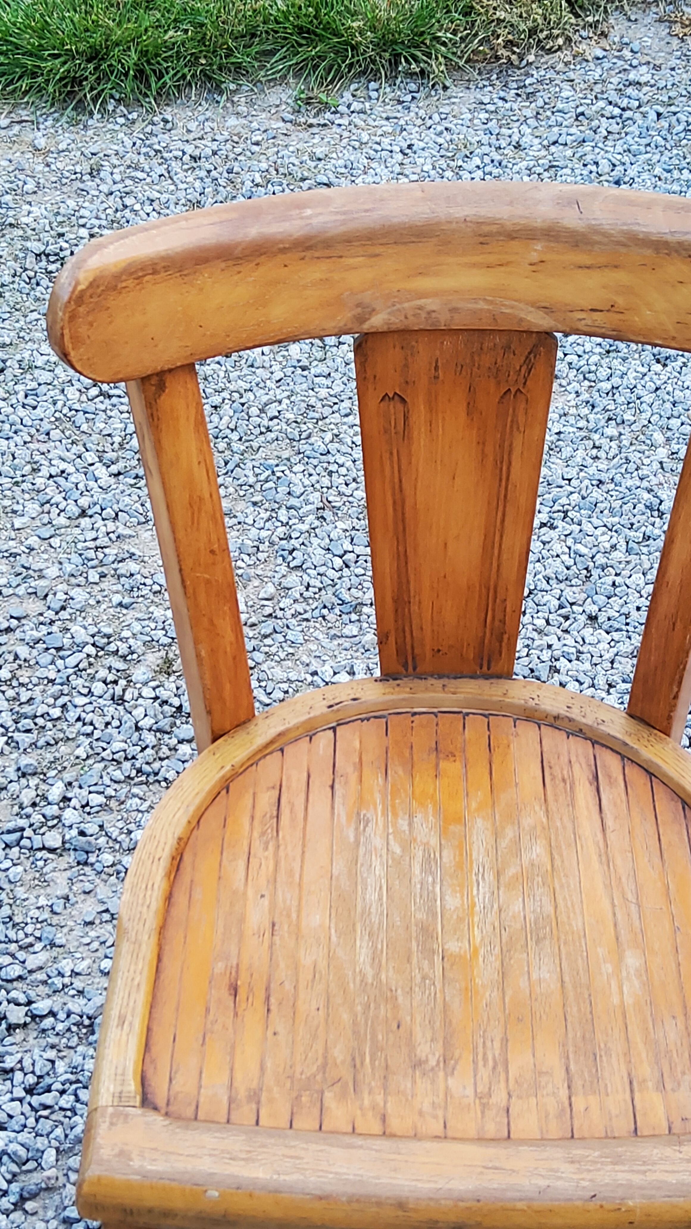Set of 4 bistro chairs in beech and blond oak from the 50s