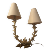 Lampe de table à deux bras en bronze doré par Georges Mathias for Fond
