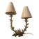Two-armed table lamp in gilded bronze by Georges Mathias for Fond.