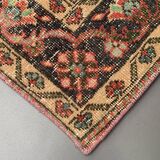 Distressed Turkish Narrow Runner 397x63 cm wool Vintage Tribal Rug