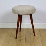Round beige boucle stool
