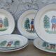 6 flat plates faience St Clément rural décor character