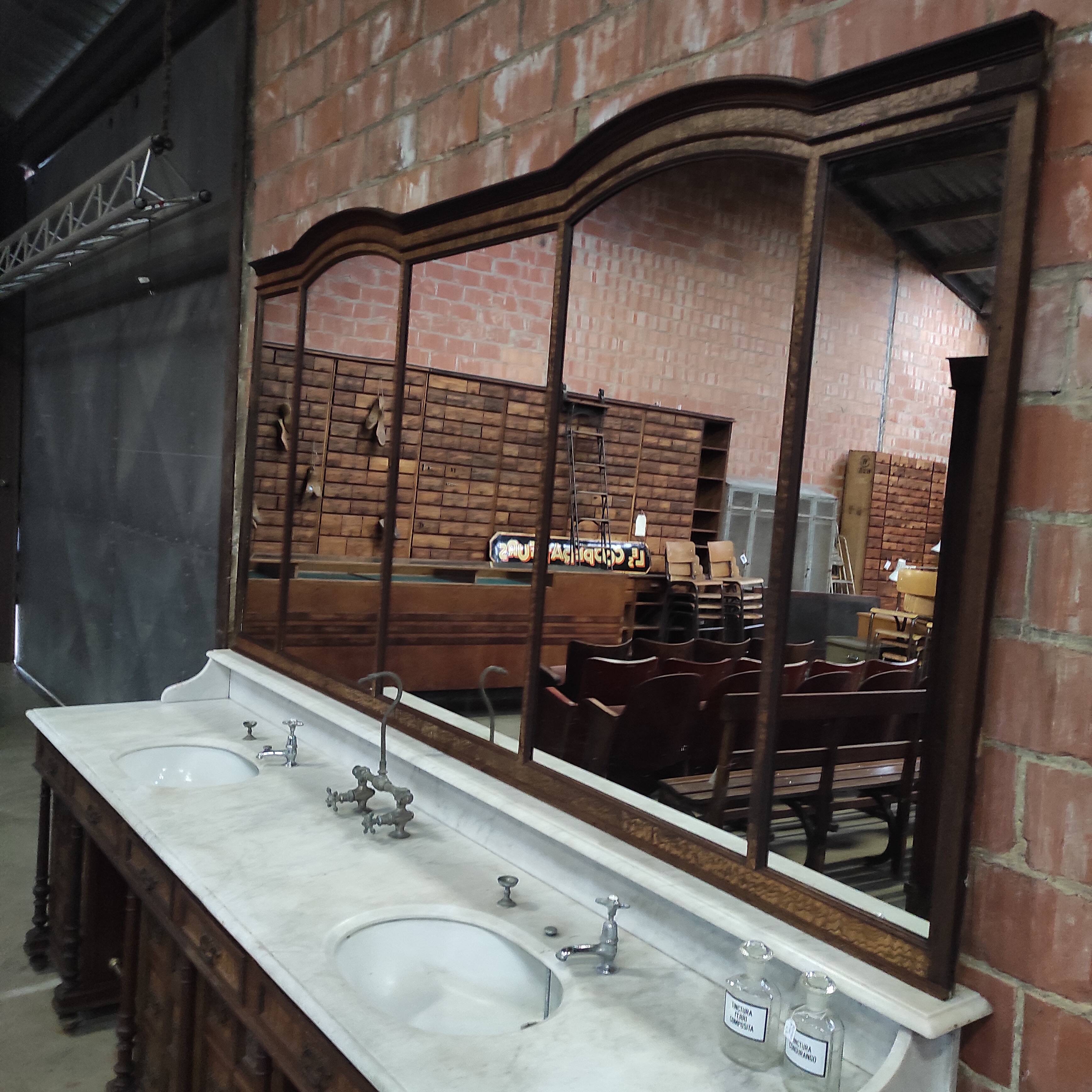1930s Barber Cabinet | Double Salon Unit with Marble & Mirror