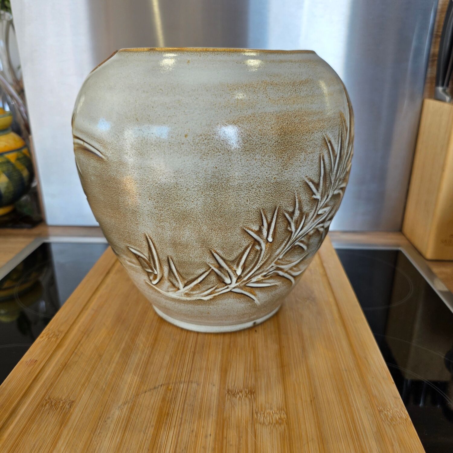 Large Round Vase Vallauris Huguette BESSONE - Brutalist - 23 cm
