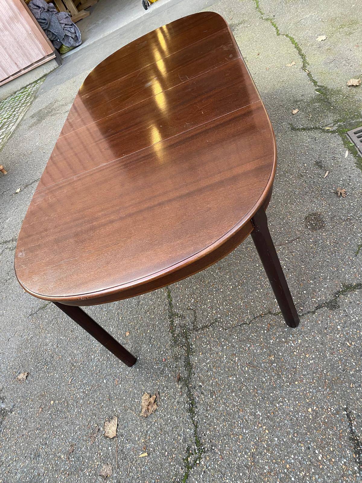 Extendable oval Scandinavian dining table in teak and mahogany, 1950s, 245cm