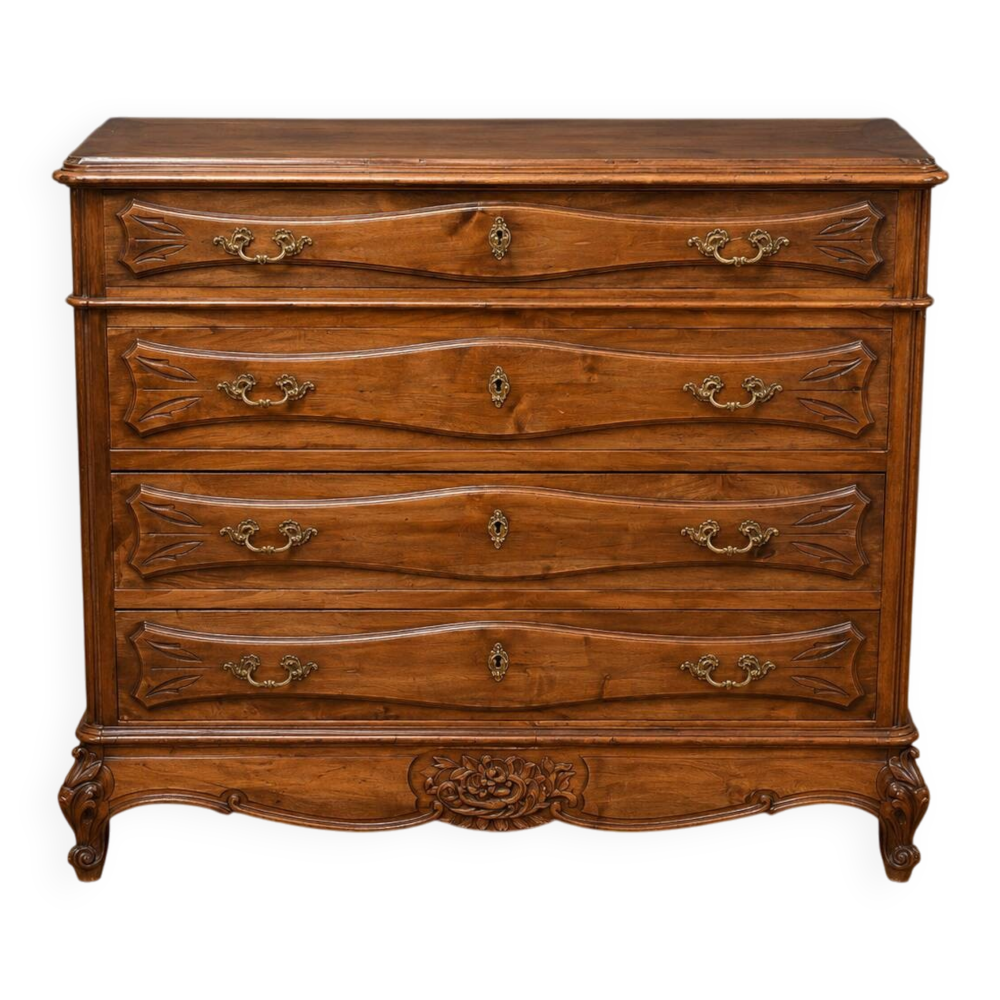 Provençal commode in walnut – Red marble top - late 19th century