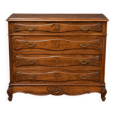 Commode provençale en noyer – Dessus marbre rouge - époque fin XIXeme