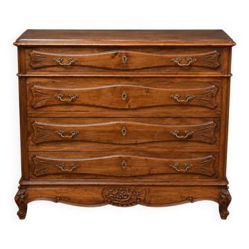 Provençal commode in walnut – Red marble top - late 19th century