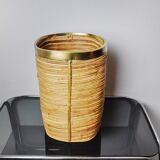 Rattan and brass umbrella stand, Italy, 1970