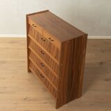Classic shoe cabinet from the 1960s, walnut veneer, four drop-down doors, two drawers