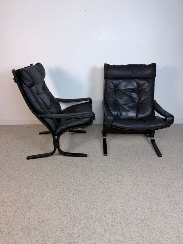 Fauteuil Siesta par Ingmar Relling – cuir noir – Westnofa