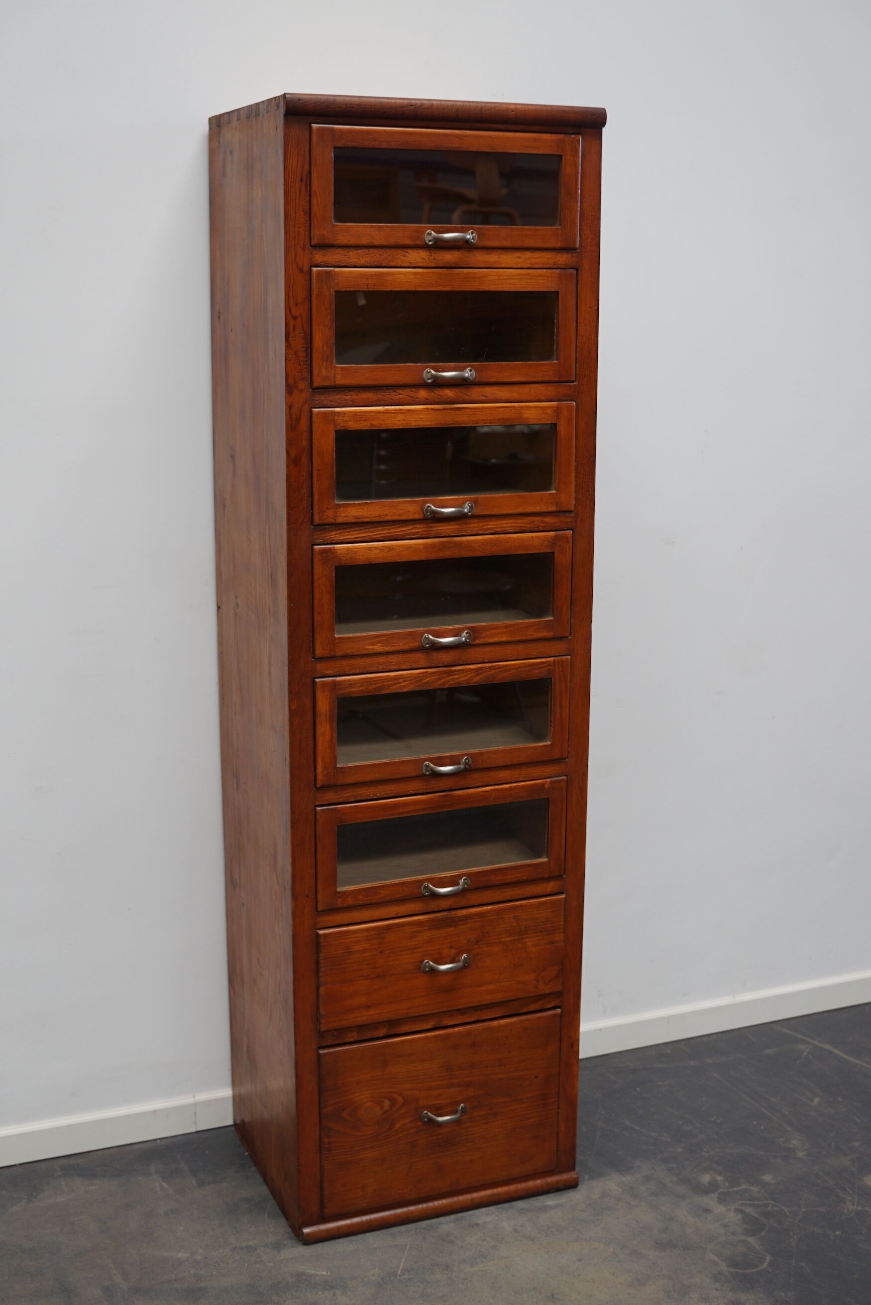Vintage German pine haberdashery cabinet, 1950s