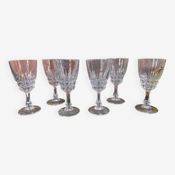 SET OF 6 CRISTAL D’ARQUES POMPADOUR WINE GLASSES HEIGHT 13CM