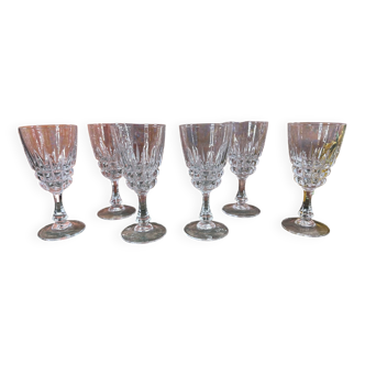 Lot de 6 verres à vin en cristal d'Arques Pompadour